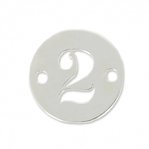 Intercalaire 2 trous rond chiffre 2 - 8.5 mm en Argent 925 x1
