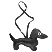 Pendentif chien teckel 14x8 cm pour bijou de sac - PU - Noir x1