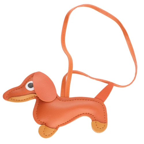 Pendentif chien teckel 14x8 cm pour bijou de sac - PU - Orange x1