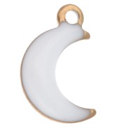 Breloque lune 9x5 mm avec résine époxy - Acier inox 304 Doré - Blanc x4