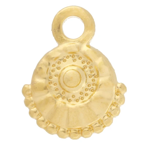 Breloque ronde ethnique 10 mm - Doré à l'or fin x1
