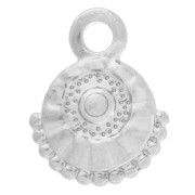 Breloque ronde ethnique 10 mm - Placage Argent fin vieilli x1