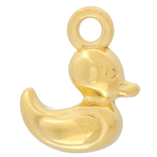 Breloque canard 15x12 mm - Doré à l'or fin x1