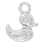 Breloque canard 15x12 mm - Placage argent fin vieilli x1