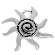 Breloque soleil 16x18 mm - Placage Argent fin vieilli x1