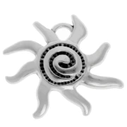 Breloque soleil 16x18 mm - Placage Argent fin vieilli x1