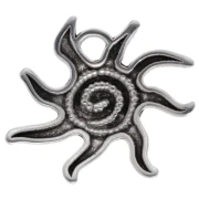 Breloque soleil 16x18 mm - Placage Argent fin vieilli x1