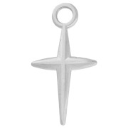 Breloque croix 19.5x10 mm - Placage Argent fin vieilli x1