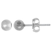 Clous d'oreilles boule 4 mm avec stoppeur - Argent 925 x2|raw }}