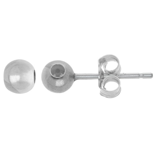 Clous d'oreilles boule 4 mm avec stoppeur - Argent 925 x2