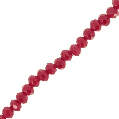 Perles rondelles facettées - rondes aplaties -3.5x3 mm Red Coral x34cm