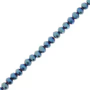 Perles rondelles facettées - rondes aplaties - 4x3.5 mm Blue Iris x35cm