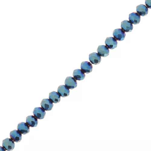 Perles rondelles facettées - rondes aplaties - 4x3.5 mm Blue Iris x35cm