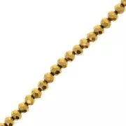 Perles rondelles facettées - rondes aplaties 4x3.5 mm - Doré x39cm