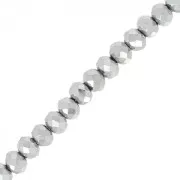 Argenté - Perles rondelles facettées - rondes aplaties -3.5x3 mm Argenté x35cm Perles rondelles facettées - rondes aplaties -3.5x3 mm Argenté x35cm