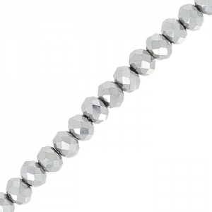 Perles rondelles facettées - rondes aplaties -3.5x3 mm Argenté x35cm