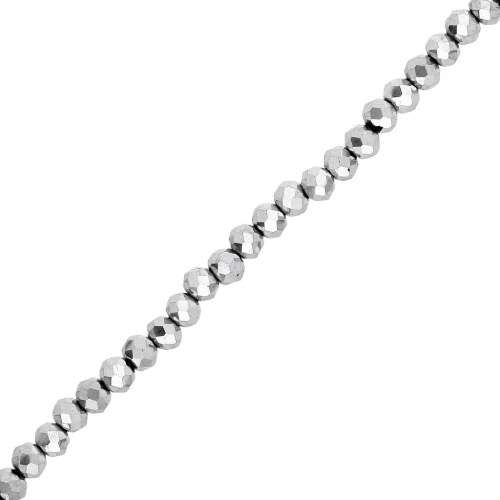 Perles rondelles facettées - rondes aplaties - 4.5x3.5 mm Argenté x38cm