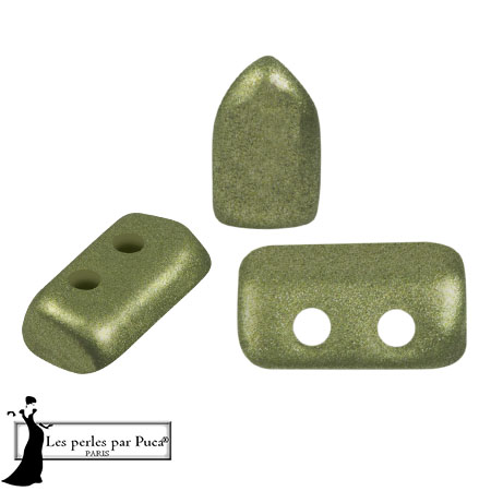 Perles en verre Piros® par Puca® 2x5 mm - Metal Shine Olivine x10g