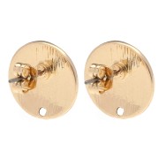 Clous d'oreilles rond texturé 15 mm - Doré x2