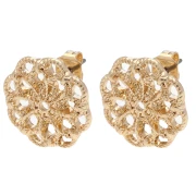 Clous d'oreilles rosace texturé 15 mm effet filigrané - Doré x2