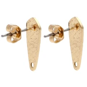 Clous d'oreilles goutte martelé 17x7 mm - Doré x2