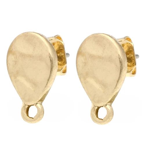 Clous d'oreilles goutte martelé 12x7 mm - Doré vintage x2