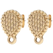 Clous d'oreilles goutte texturé 14x9 mm - Doré x2
