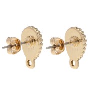 Clous d'oreilles goutte texturé 14x9 mm - Doré x2