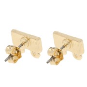 Clous d'oreilles rectangle 7.5x11 mm 2 anneaux - Doré x2