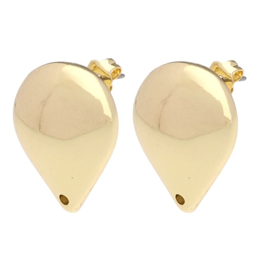 Clous d'oreilles goutte bombée 20.5x19 mm - Doré x2