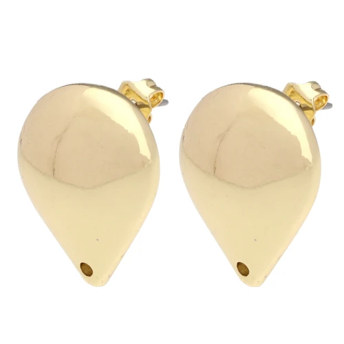 Clous d'oreilles goutte bombée 20.5x19 mm - Doré x2