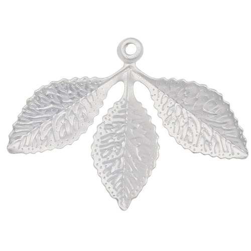 Pendentif 3 feuilles 23x30.5 mm - Argenté mat x1