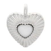 Breloque coeur 18x14.5 mm avec coeur en verre - Argenté - Opal x1