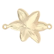 Intercalaire fleur 21.5x15 mm avec résine époxy et strass - Doré - Blanc x1