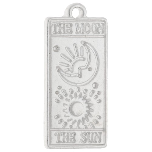 Pendentif rectangle carte de tarot 22x15 mm - Argenté mat x1