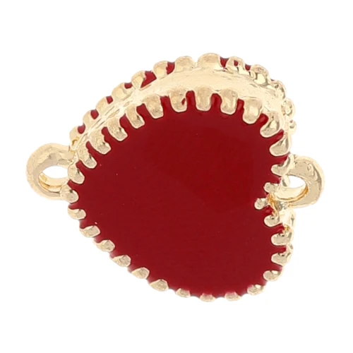 Intercalaire coeur texturé 14x12 mm avec résine époxy - Doré - Rouge x1