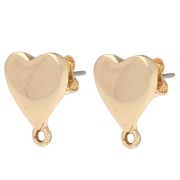 Clous d'oreilles coeur 14x11 mm avec anneau fermé - Doré x2|raw }}