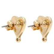 Clous d'oreilles coeur 14x11 mm avec anneau fermé - Doré x2