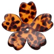 Pendentif fleur 25 mm en acétate - Terrazzo Marron - Noir x1|raw }}