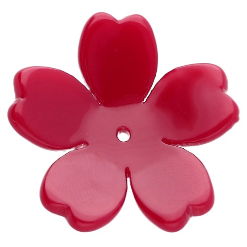 Pendentif fleur 25 mm en acétate - Rouge foncé x1
