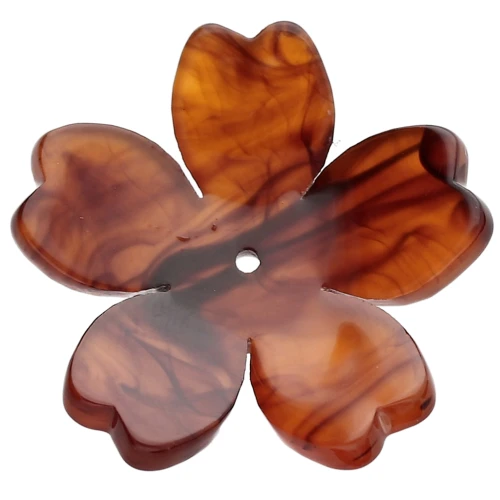Pendentif fleur 25 mm en acétate - Marbré Marron foncé x1