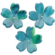 Pendentif fleur 25 mm en acétate - Marbré Bleu canard - Vert anis x1