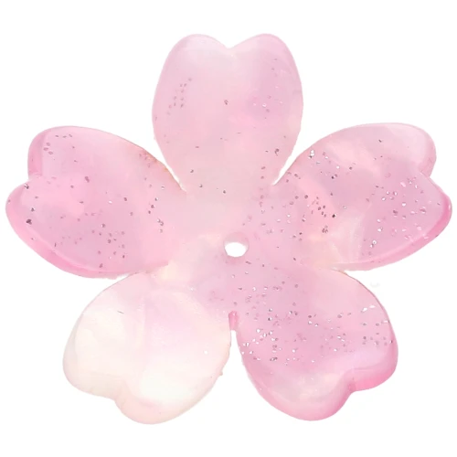 Pendentif fleur 25 mm en acétate - Marbré Rose - Blanc nacré pailleté x1
