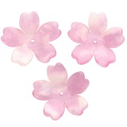 Pendentif fleur 25 mm en acétate - Marbré Rose - Blanc nacré pailleté x1