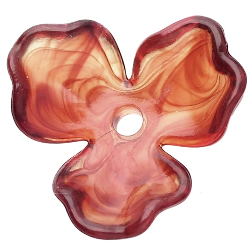 Pendentif fleur 23.5 mm en acétate - Marbré Ambre x1