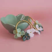 Pendentif fleur 23.5 mm en acétate - Marbré Ambre x1