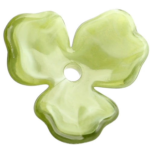 Pendentif fleur 23.5 mm en acétate - Marbré Olive x1