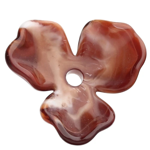 Pendentif fleur 23.5 mm en acétate - Marbré Chocolat x1