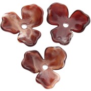 Pendentif fleur 23.5 mm en acétate - Marbré Chocolat x1