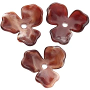 Pendentif fleur 23.5 mm en acétate - Marbré Chocolat x1